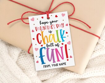 Chalk Valentine Gift Tag Printable, Chalk Full of Fun, Classroom Treat Bag Label, Digital Download