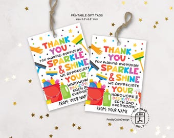Housekeeping Appreciation Gift Tags, Printable Thank You (PDF)