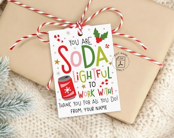 Coworker Christmas Gift Tags, Soda Lightful Printable, Office Appreciation Present Labels, Digital Download