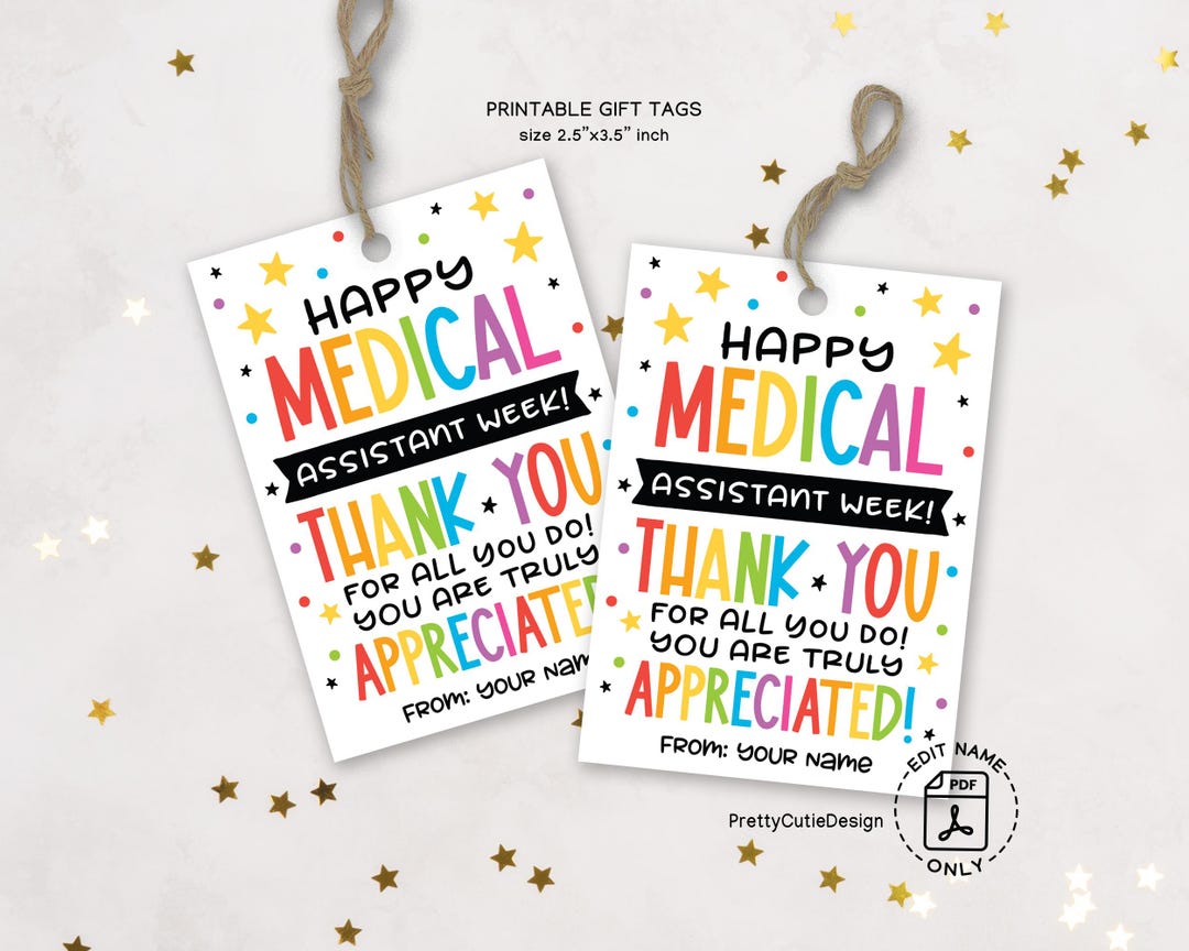 Medical Assistant Week Gift Tags Printable: Thank You Appreciation for ...