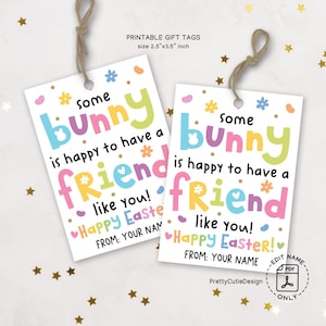 Happy Easter Bunny Tags, Printable Easter Gift Tags, School Classroom Favor Tags, Easter Tags for Kids, Instant Download Gift Tags