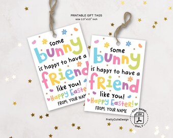 Happy Easter Bunny Tags, Printable Easter Gift Tags, School Classroom Favor Tags, Easter Tags for Kids, Instant Download Gift Tags