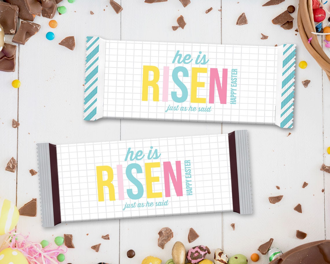 He is Risen Happy Easter Candy Bar Wrapper Easter Eggs | Etsy