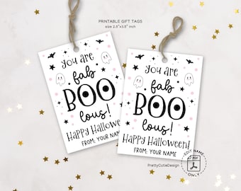 Halloween Gift Tags, Fab-Boo-Lous Ghost Pun (Digital Download)