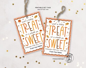 Thanksgiving Gift Tags Printable: Sweet Treat Favor Labels for Teacher or Staff Appreciation