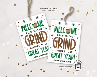 Back to School Coffee Gift Basket Tags, Teacher Coffee Gift Tag, Back to The Grind First Day of School Gift Tag, Back to School Gifts Tag