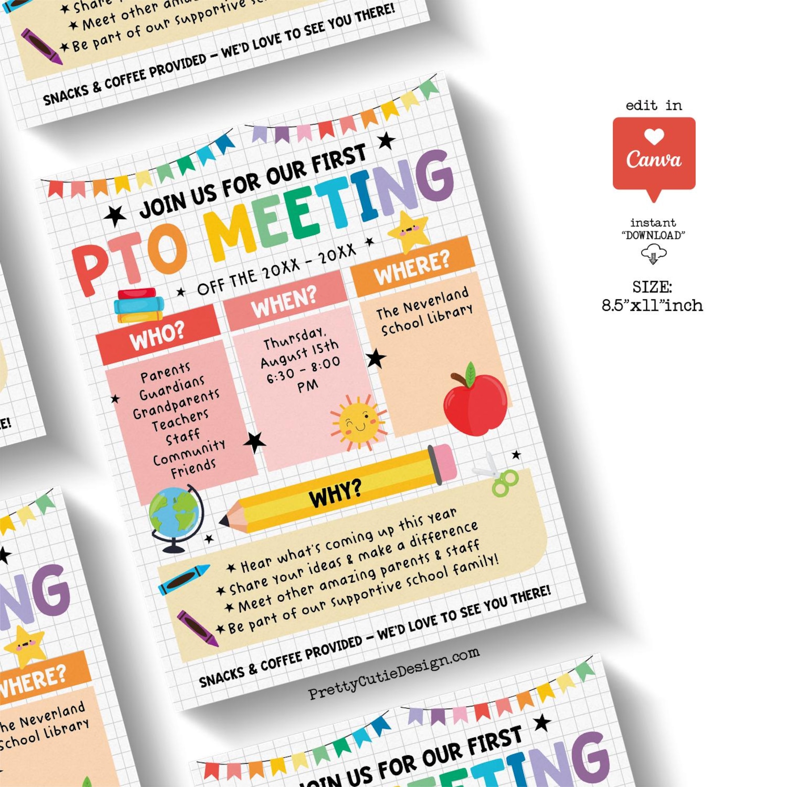 Editable PTO PTA Flyer Bundle: School Event Calendar, Membership Form ...