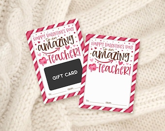 Teacher Valentine Gift Card Holder Printable, Educator Appreciation Card, Digital Download