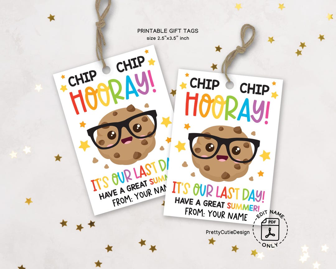 Cookie Last Day of School Gift Tags: Printable Treat Labels (PDF) - Etsy