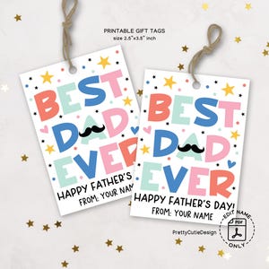 Étiquettes cadeaux fête des pères imprimables, meilleure étiquette papa de tous les temps, étiquettes cadeau fête des pères heureuse téléchargement immédiat, étiquettes cadeaux papa mignon, étiquette cadeau colorée pour enfants