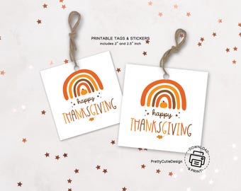 Thanksgiving Gift Tags Printable: Fall Favor Tags, Autumn Treat Bag Labels, Digital Download