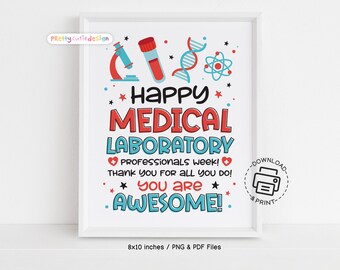 Happy Medical Laboratory Professionals Week Sign Printable, Lab Week Appreciation Wall Art, Thank You Poster for Lab Techs and Staff