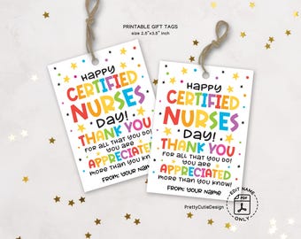 Certified Nurses Day Gift Tag Printable, Certified Nurses Appreciation Day Tags, Happy Certified Nursing Day Thank You Card