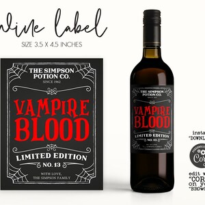 Vampire Blood Hallowine Vampire Label Personalised Halloween | Etsy