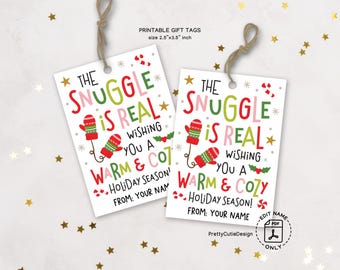 Christmas Gift Tags, Snuggle Is Real, Warm Cozy Holiday Present Labels