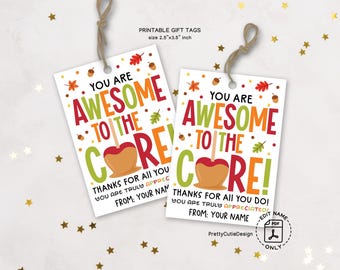 Teacher Appreciation Gift Tags: Apple Thank You Printable (PDF Download)