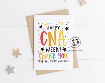 Printable CNA Week Thank You Card, Happy CNA Week Greeting Card, Nurse Aide Appreciation, Certified Nursing Assistant PDF Download
