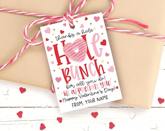 Valentine Appreciation Gift Tag Printable, Thanks A Hole Bunch, Treat Bag Label, Digital Download