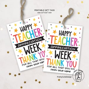 Happy Teacher Appreciation Week Gift Tag Printable, Bulk Teacher Appreciation Gifts, Thank You Teacher Tag, Teacher Appreciation Tags Cookie