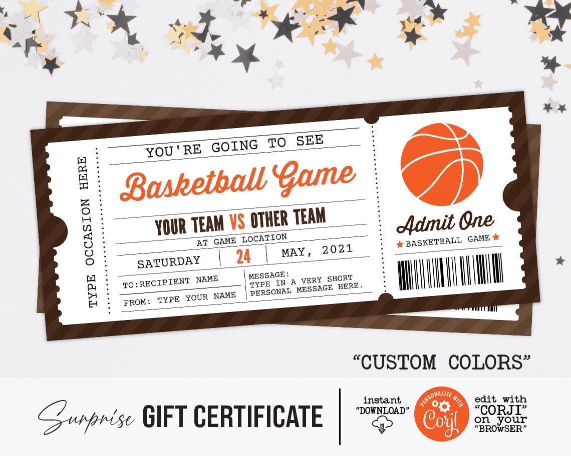 Basketball Game Surprise Gift Ticket Surprise Ticket to the Etsy
