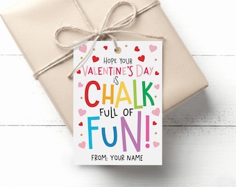 Valentine Chalk Gift Tags, Printable Classroom Favor for Kids, Non Candy Favor, Digital Download