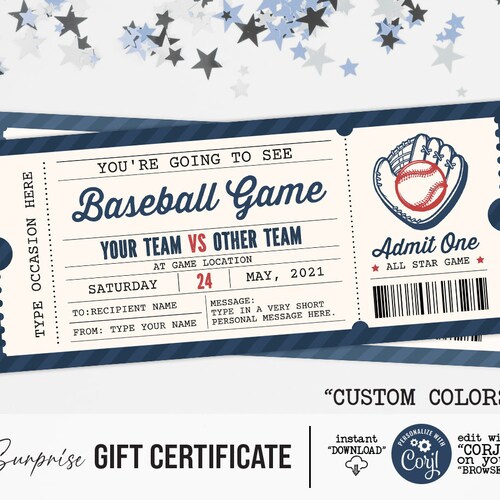 Football Ticket Surprise Gift Printable Football Ticket Etsy