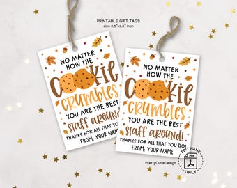 Thanksgiving Gift Tags Printable: Cookie Favor Labels for Staff Appreciation, Autumn Office Gifts
