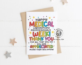 Medical Laboratory Professionals Week Card, Printable Lab Week Thank You Card, Lab Appreciation Greeting, Instant Download for Lab Techs
