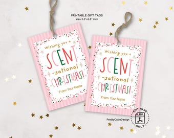 Christmas Gift Tags, Scent-sational Printable, Pink Candle and Bath Labels