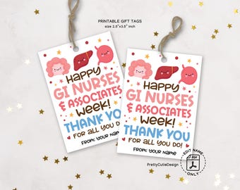 GI Nurses Appreciation Week Gift Tag, Happy GI Nurses and Associates Week Favor Tag, Nursing Treat Bag Tags, GI Nurses Thank You Card