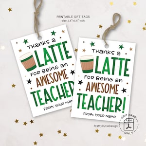Étiquette de remerciement pour professeur de café imprimable, étiquette de remerciement pour un latte, étiquettes-cadeaux de la semaine d'appréciation de l'enseignant heureux, cadeaux d'appréciation de l'enseignant en vrac