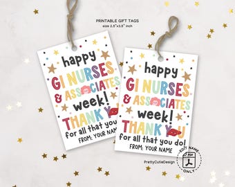 Happy GI Nurses and Associates Appreciation Week Gift Tag Printable, GI Nurses Week Treat Bag Tags, GI Nurses Thank You Card
