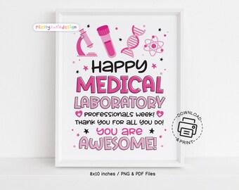 Medical Laboratory Professionals Week Sign Printable, Pink Lab Week Wall Art, Lab Tech Appreciation Decor, Happy Lab Week Download