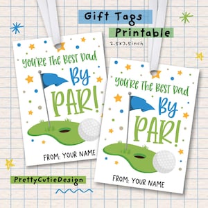 Étiquettes cadeaux fête des pères, étiquettes imprimables sur le thème du golf, vous êtes le meilleur papa par, téléchargement immédiat, étiquette de sac de régal pour papa
