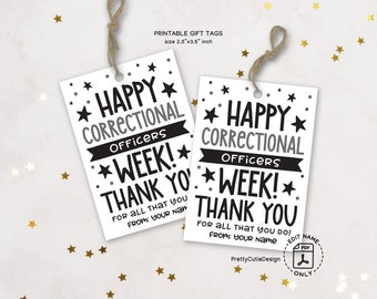 Correctional Officer Tags, Happy Correctional Officer Week Gift Tags Printable, Correctional Officer Appreciation Week Gift Tag