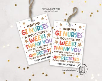 GI Nurses Week Gift Tag Printable, Happy GI Nurses and Associates Appreciation Week Favor Tag, Treat Bag Tags, GI Nurses Thank You Card