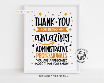 Administrative Professionals Day Sign Printable, Admin Appreciation Week Decor, Office Wall Art, Thank You Admin Poster