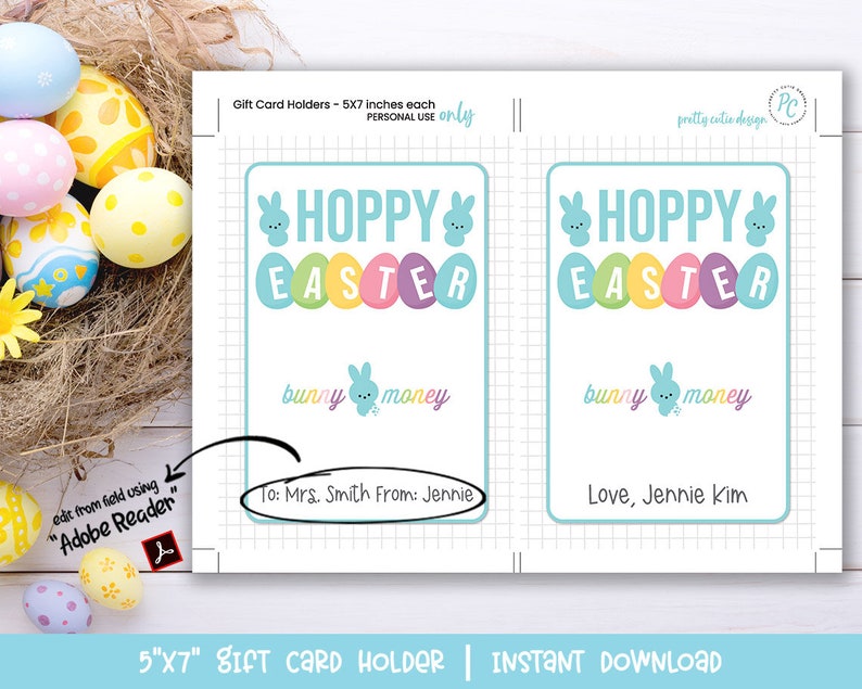 Hoppy Easter Bunny Money, Easter Gift Card Holder - PRINTABLE ...