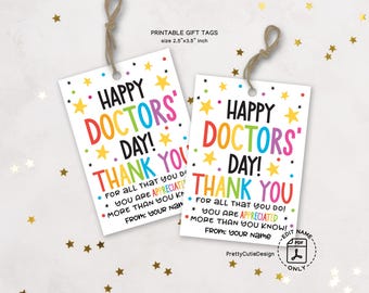 Happy Doctor's Day Gift Tags Printable, Doctor's Day Thank You Treat Bag Tag Instant Download, National Doctor's Day Appreciation Favor Tag
