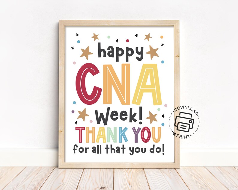 CNA Week Printable Sign: Thank You Wall Art (digital Download) - Etsy