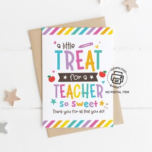 Lehrer Wertschätzung Woche Karte zum Ausdrucken, süße Leckerei Geschenkanhänger für Lehrer, Dankeskarte für Mitarbeiter, Sofort-Download für das Klassenzimmer