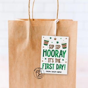 Sip Sip Hooray Teacher Gift Tag, First Day of School Gift Tags, Back to ...