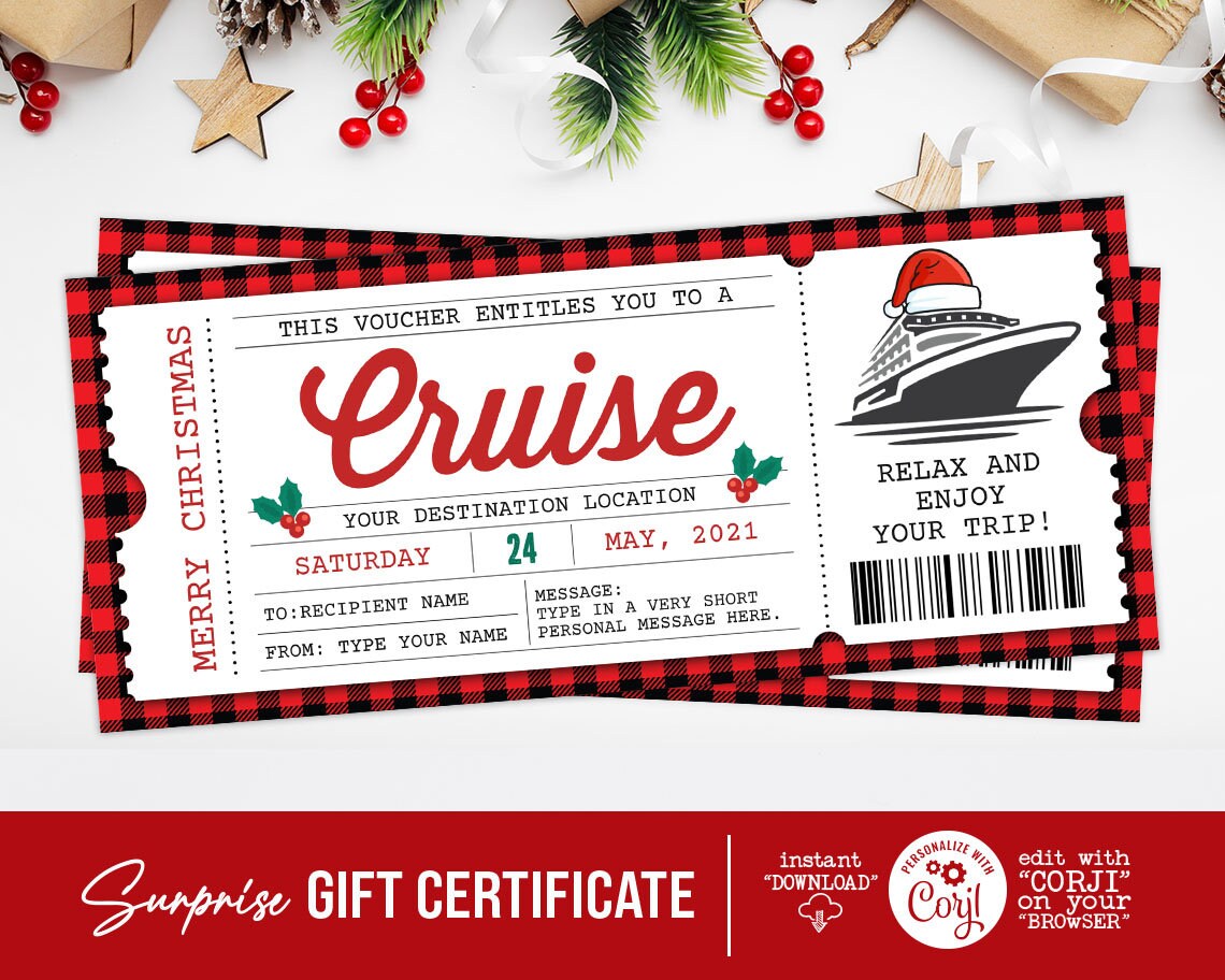 Christmas Cruise Trip Ticket Surprise Gift Voucher (Download Now