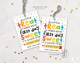 Back to School Gift Tags Printable, Little Treat to Make Your First Day Sweet, First Day of School Goodie Bag Tag, Kids Classroom Treat Tag