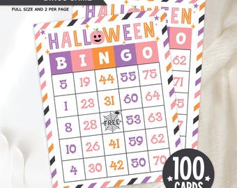 Halloween Bingo Game: 100 Colorful Printable Cards (Digital Download)