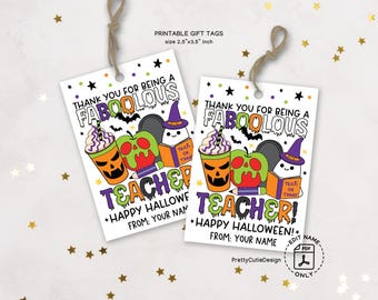Faboolous Teacher Halloween Gift Tags, Printable Appreciation Tag (PDF)