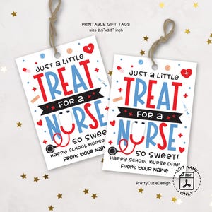 Etiquetas de regalo imprimibles para el Día de la Enfermera Escolar, etiquetas de agradecimiento para enfermeras escolares, etiquetas de obsequios para enfermeras, etiquetas de regalo para la Semana de la Enfermera para bolsas y obsequios (PDF)