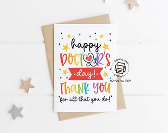 Doctor’s Day Greeting Card Printable, Thank You Doctor Card, Happy Doctor’s Day Gift, Instant Download Medical Card