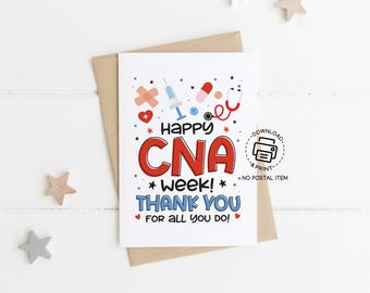 CNA Week Thank You Card Printable, Happy CNA Appreciation Greeting Card, Certified Nursing Assistant Gift Download Print