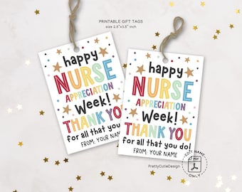 Printable Nurse Appreciation Week Tags, Thank You Gift Tags for Nurses, Staff Favor Bag Tags, Instant Download for Nurse Gifts